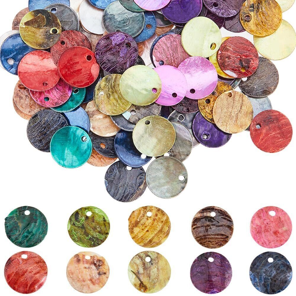 7262 1 Box 200Pcs 10 Colors 13mm Shell Charms Bulk Seashell Pendants